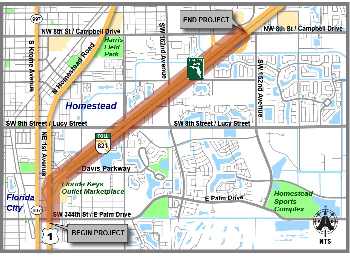 Widen Turnpike PD&E, Palm Dr. to Campbell Dr. Florida's Turnpike