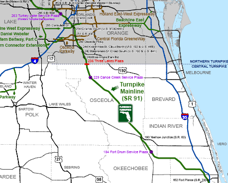 Florida Turnpike Map With Exits - World Time Zone Map