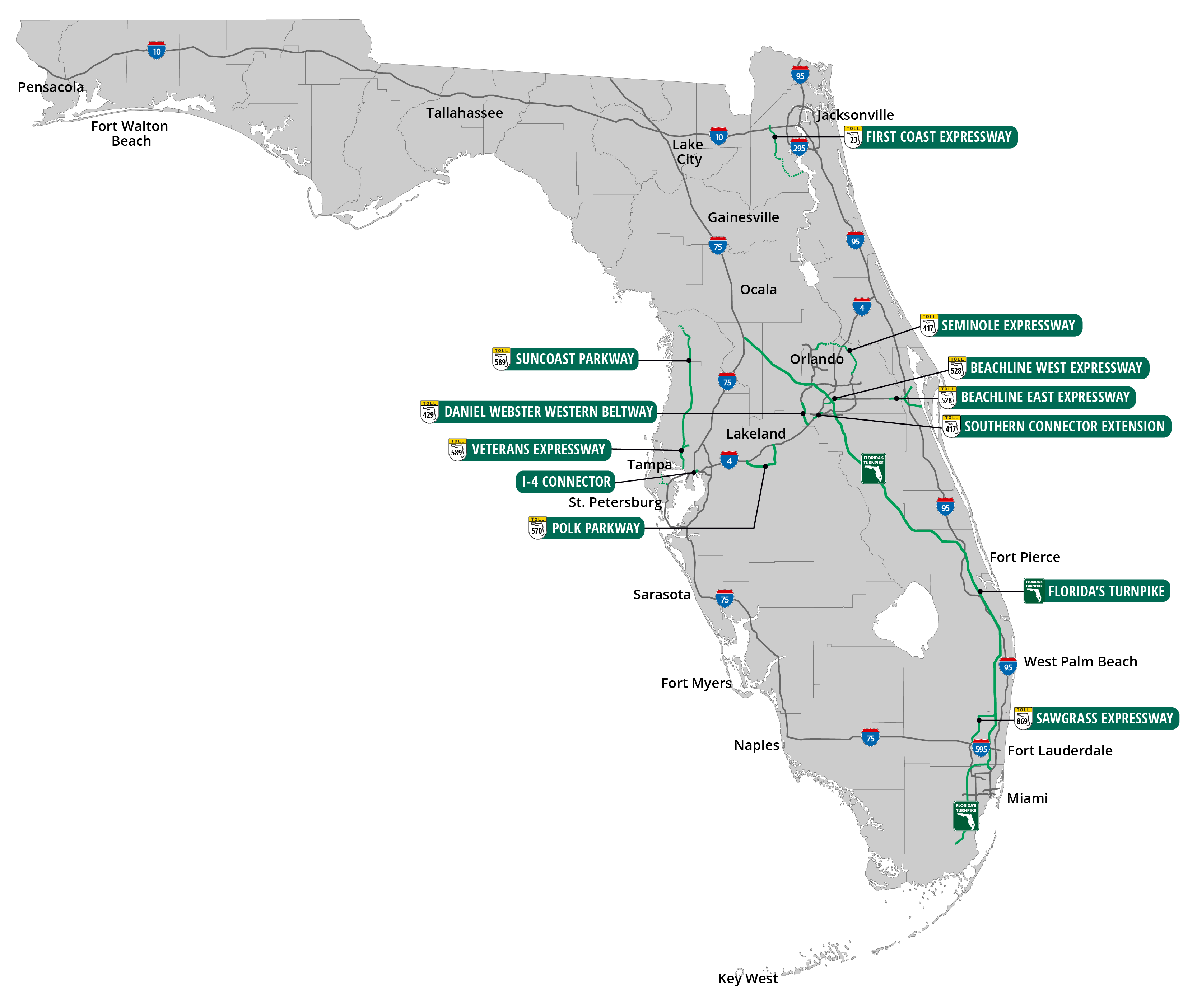 Miami Toll Roads Map Florida's Turnpike System Maps – Florida's Turnpike